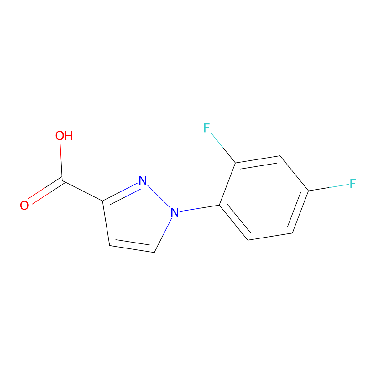 1-(2,4-difluorophenyl)-1H-pyrazole-3-carboxylic acid molecular structure, CAS 1152533-85-1