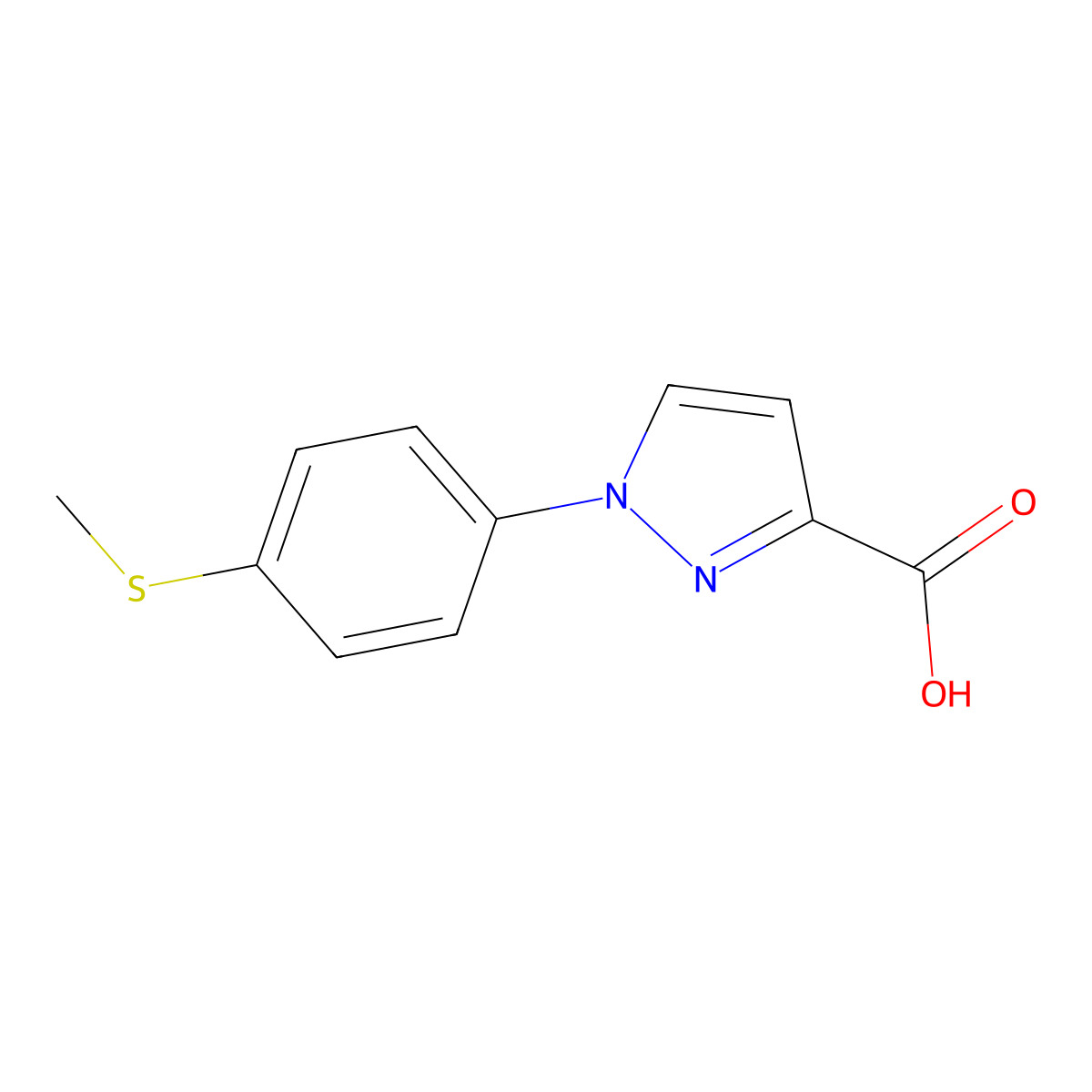 1-(4-(Methylthio)phenyl)-1h-pyrazole-3-carboxylic acid molecular structure, CAS 1152534-34-3