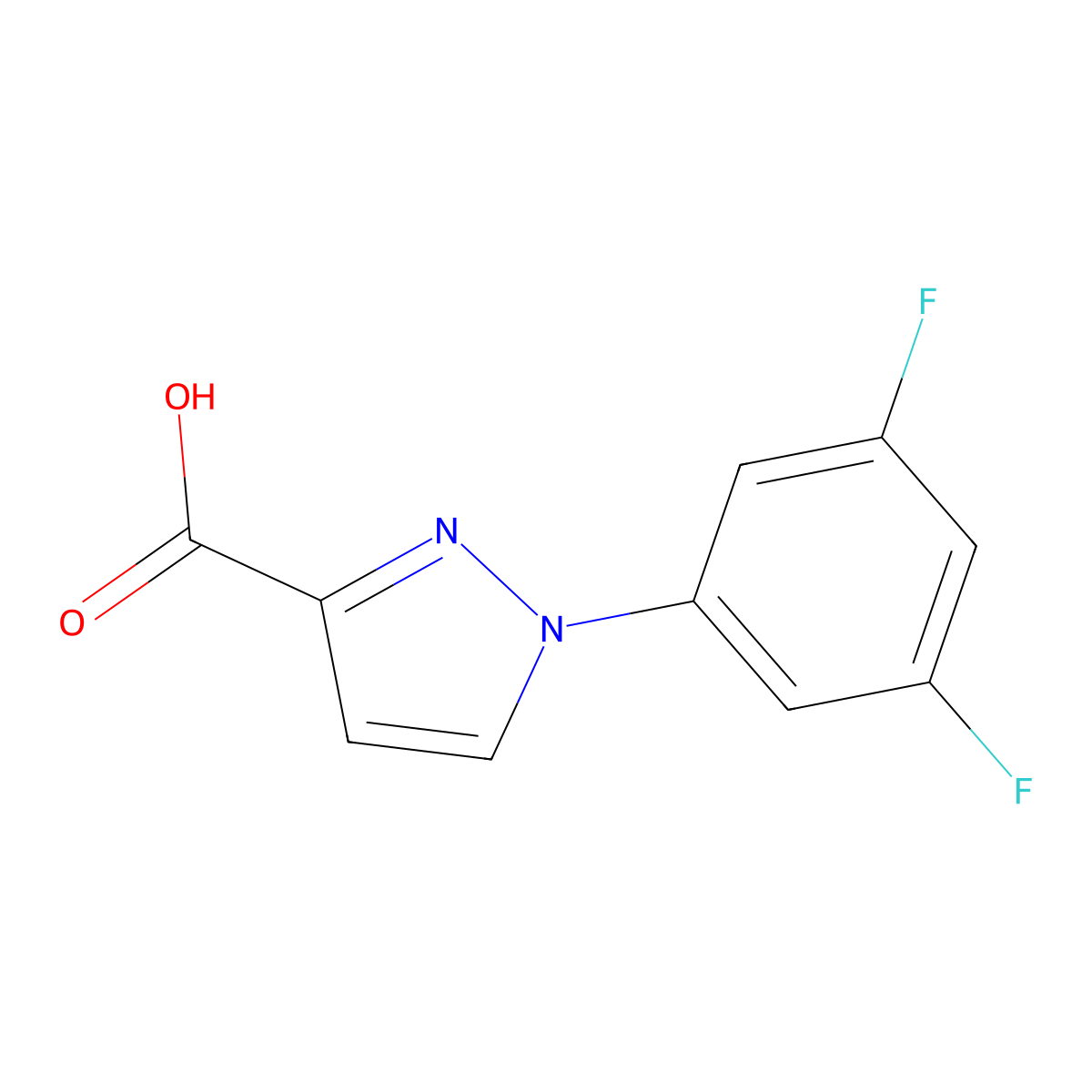 1-(3,5-difluorophenyl)-1H-pyrazole-3-carboxylic acid molecular structure, CAS 1152534-38-7