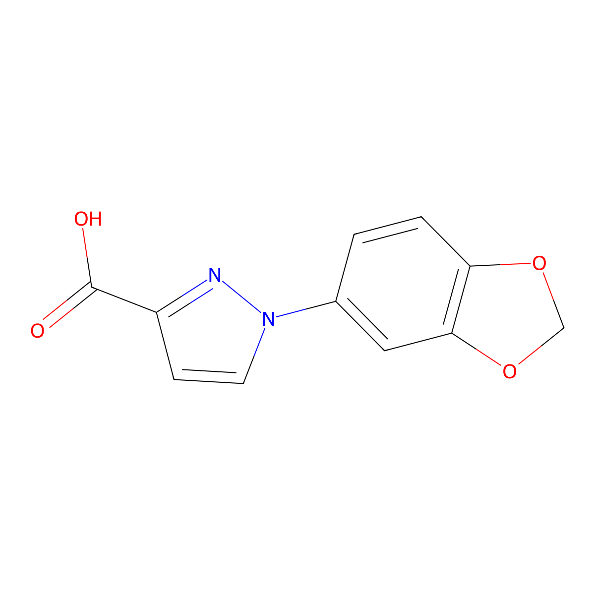 1-(1,3-dioxaindan-5-yl)-1H-pyrazole-3-carboxylic acid molecular structure, CAS 1152534-49-0