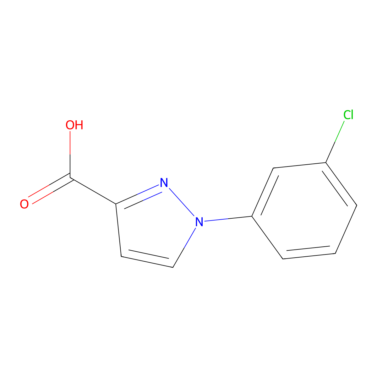 1-(3-chlorophenyl)-1H-pyrazole-3-carboxylic acid molecular structure, CAS 1152534-59-2