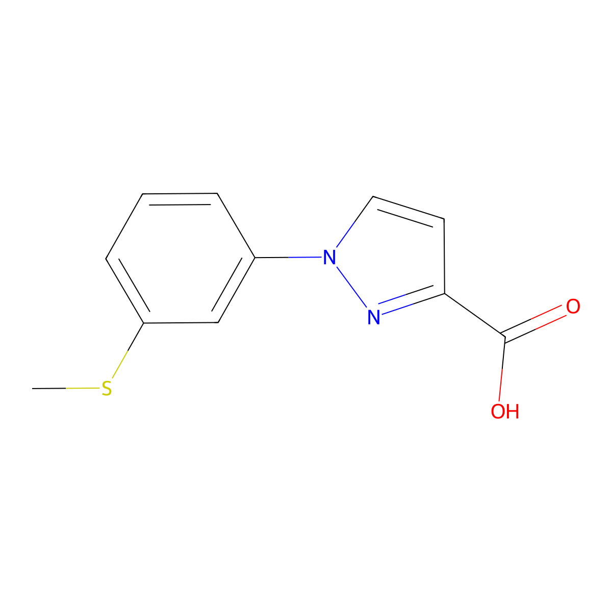 1-(3-(Methylthio)phenyl)-1h-pyrazole-3-carboxylic acid molecular structure, CAS 1152534-68-3