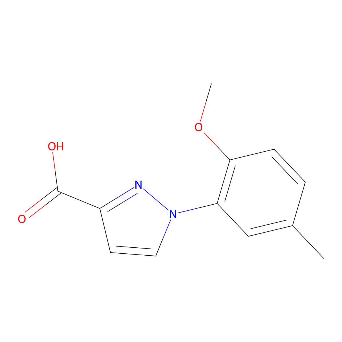 1-(2-methoxy-5-methylphenyl)-1H-pyrazole-3-carboxylic acid molecular structure, CAS 1152535-19-7