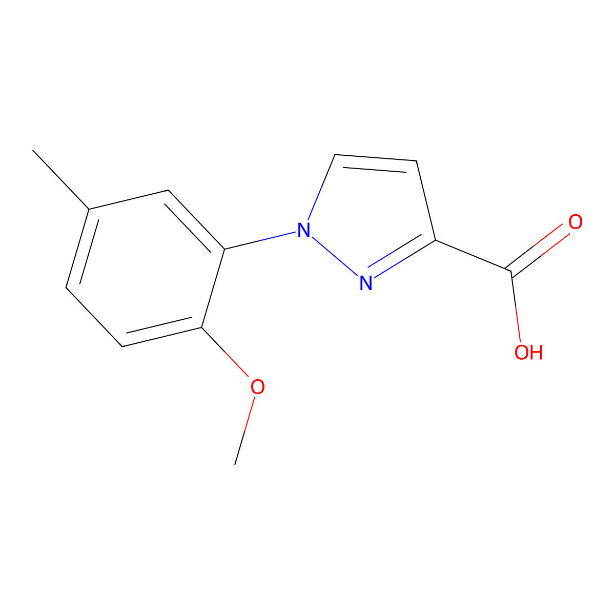 1-(2-methoxy-5-methylphenyl)-1H-pyrazole-3-carboxylic acid molecular structure, CAS 1152535-19-7