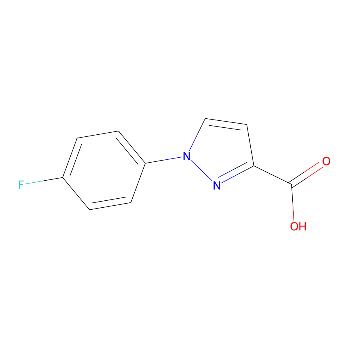 1-(4-fluorophenyl)-1H-pyrazole-3-carboxylic acid molecular structure, CAS 1152535-34-6