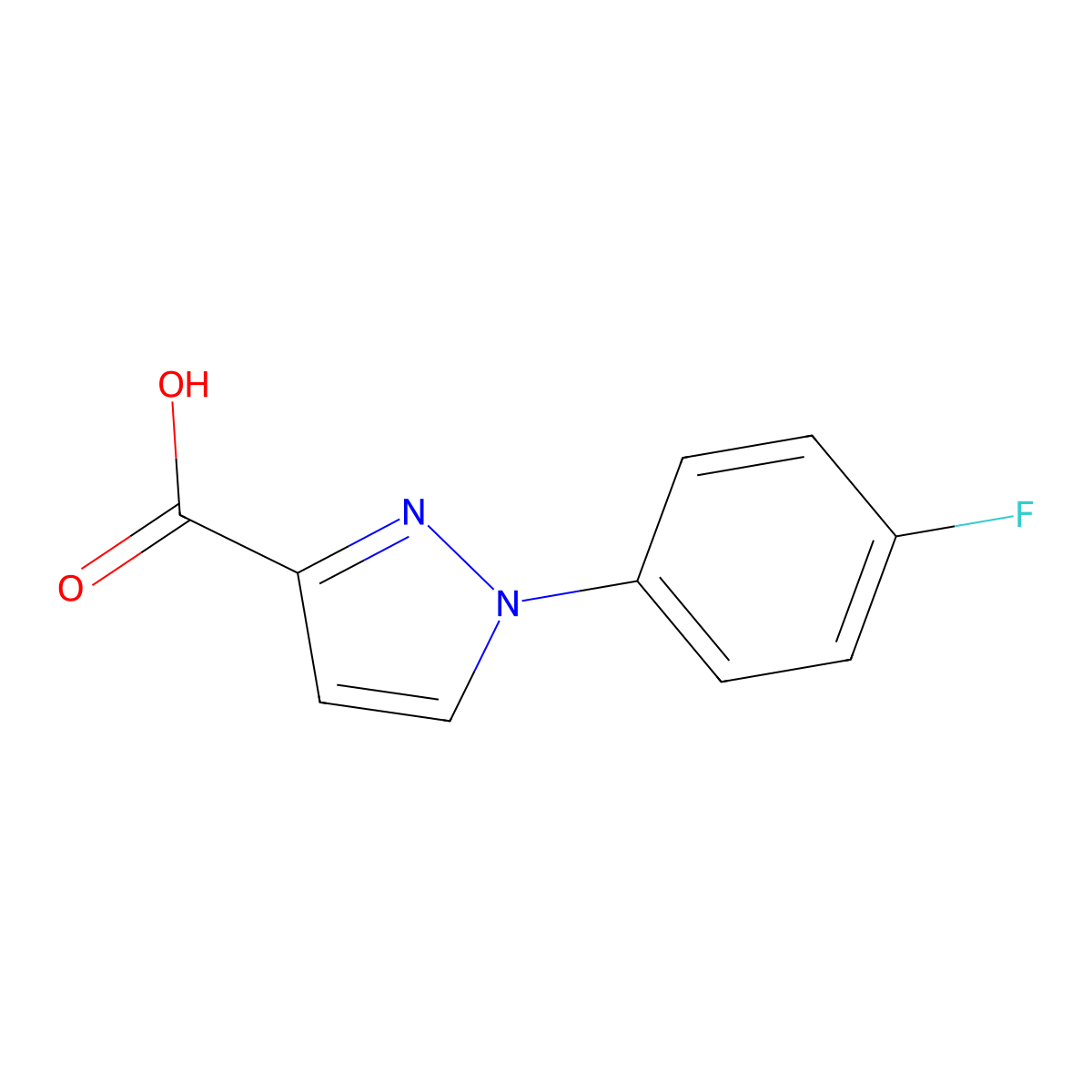 1-(4-fluorophenyl)-1H-pyrazole-3-carboxylic acid molecular structure, CAS 1152535-34-6