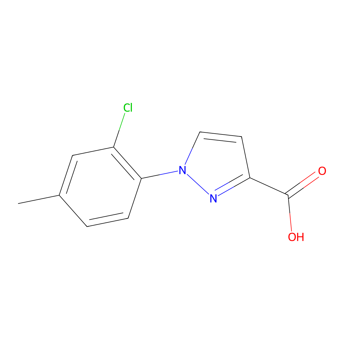 1-(2-chloro-4-methylphenyl)-1H-pyrazole-3-carboxylic acid molecular structure, CAS 1152535-56-2