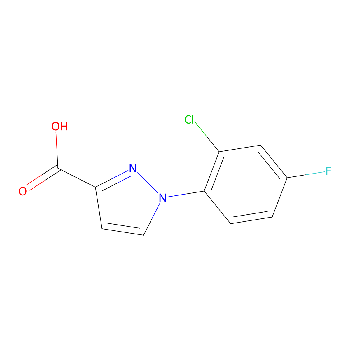 1-(2-Chloro-4-fluorophenyl)-1h-pyrazole-3-carboxylic acid molecular structure, CAS 1152535-69-7
