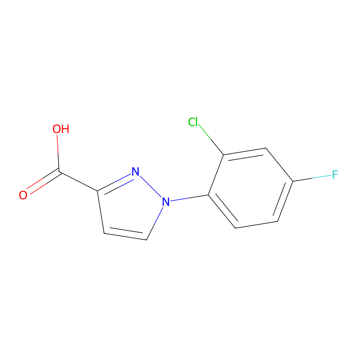1-(2-Chloro-4-fluorophenyl)-1h-pyrazole-3-carboxylic acid molecular structure, CAS 1152535-69-7