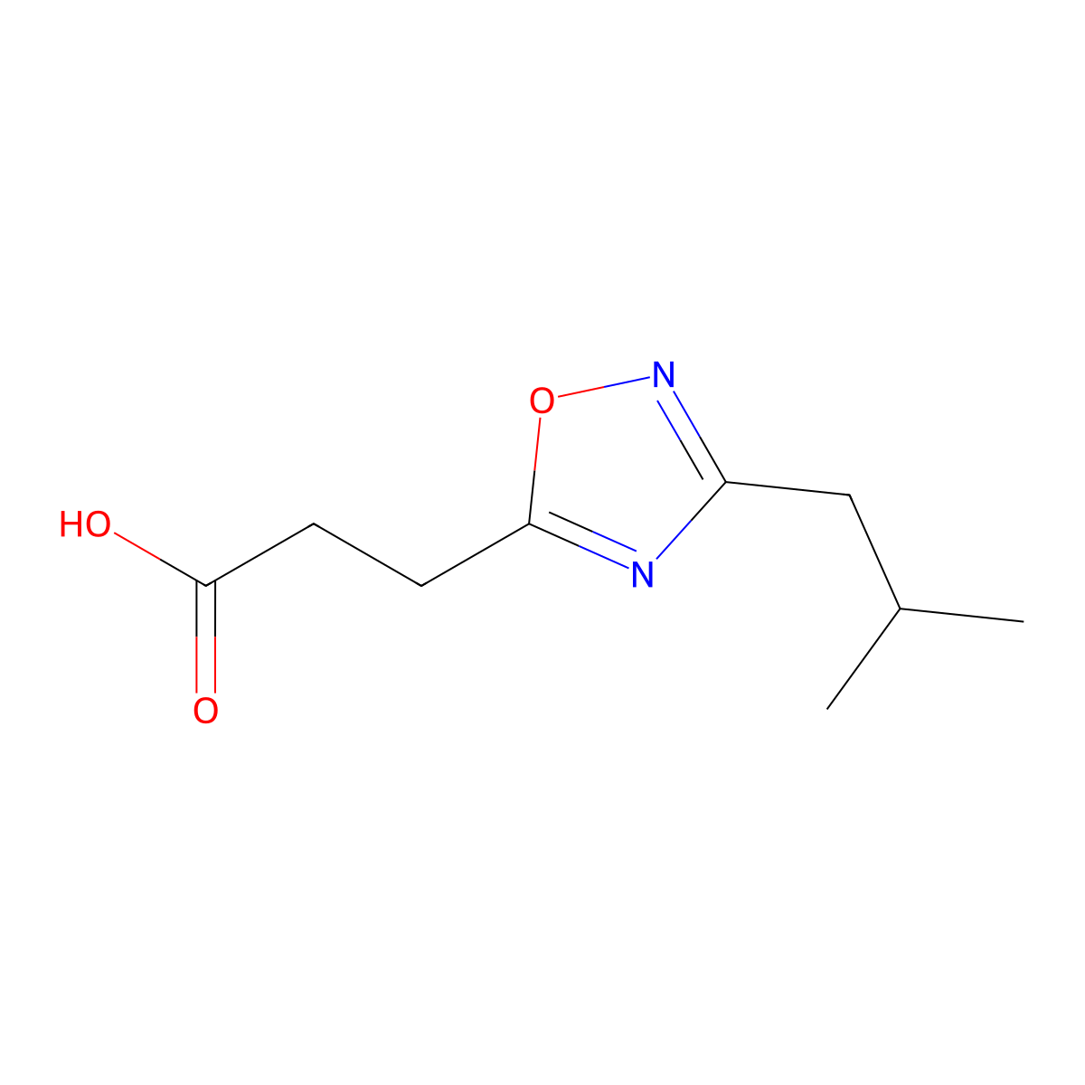 3-(3-Isobutyl-1,2,4-oxadiazol-5-yl)propanoic acid molecular structure, CAS 1152535-92-6