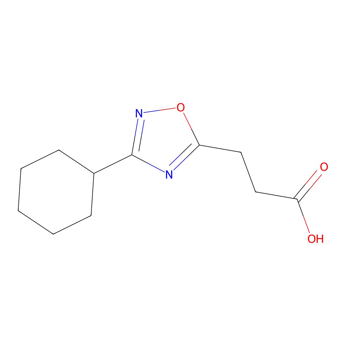 3-(3-Cyclohexyl-1,2,4-oxadiazol-5-yl)propanoic acid molecular structure, CAS 1152535-96-0