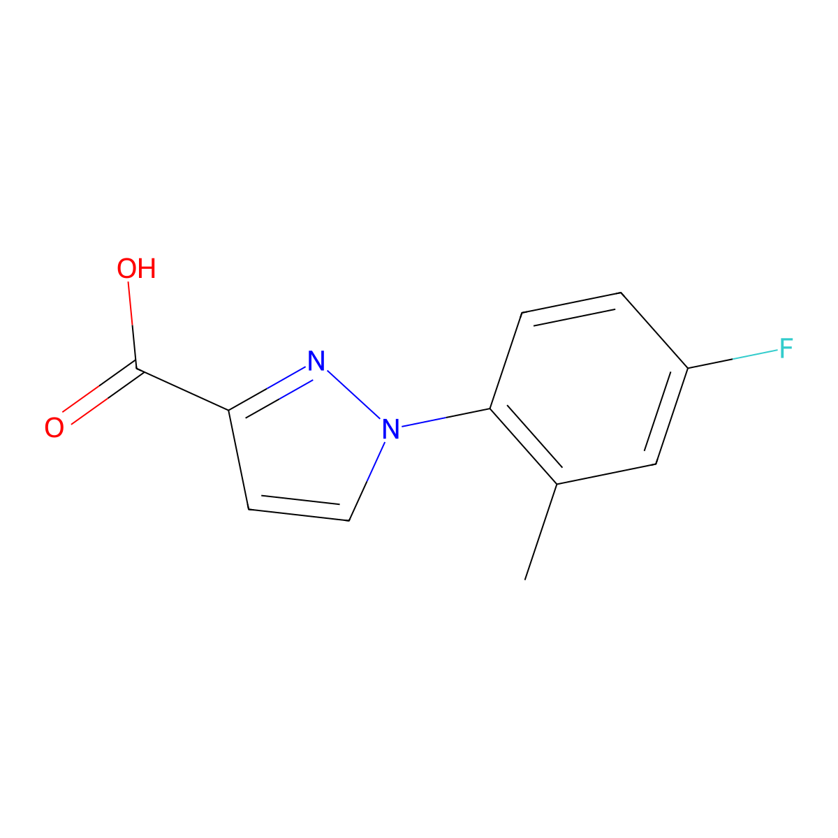 1-(4-fluoro-2-methylphenyl)-1H-pyrazole-3-carboxylic acid molecular structure, CAS 1152536-04-3
