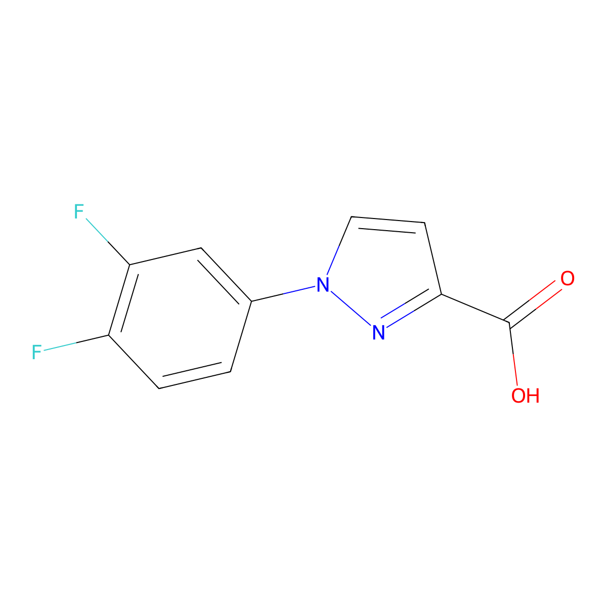 1-(3,4-difluorophenyl)-1H-pyrazole-3-carboxylic acid molecular structure, CAS 1152536-11-2