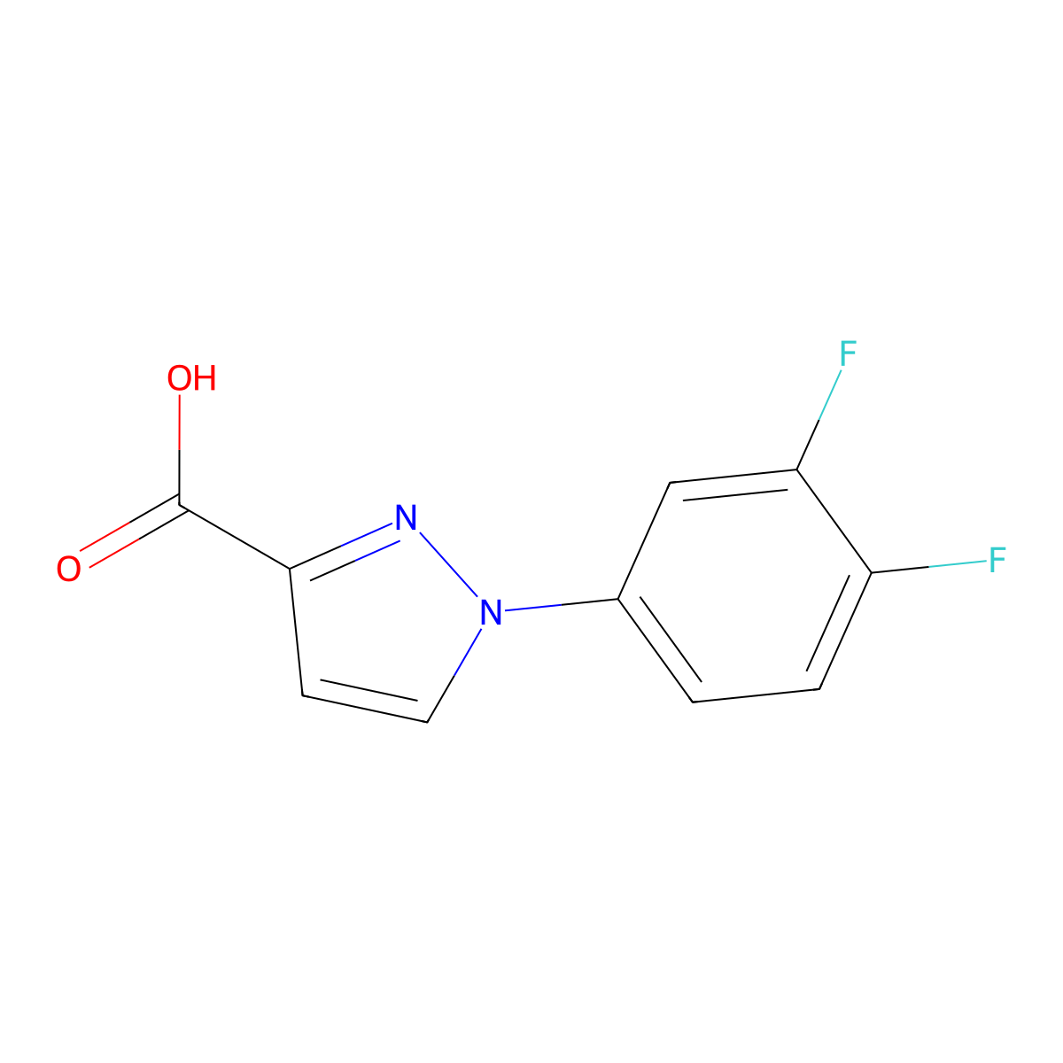 1-(3,4-difluorophenyl)-1H-pyrazole-3-carboxylic acid molecular structure, CAS 1152536-11-2