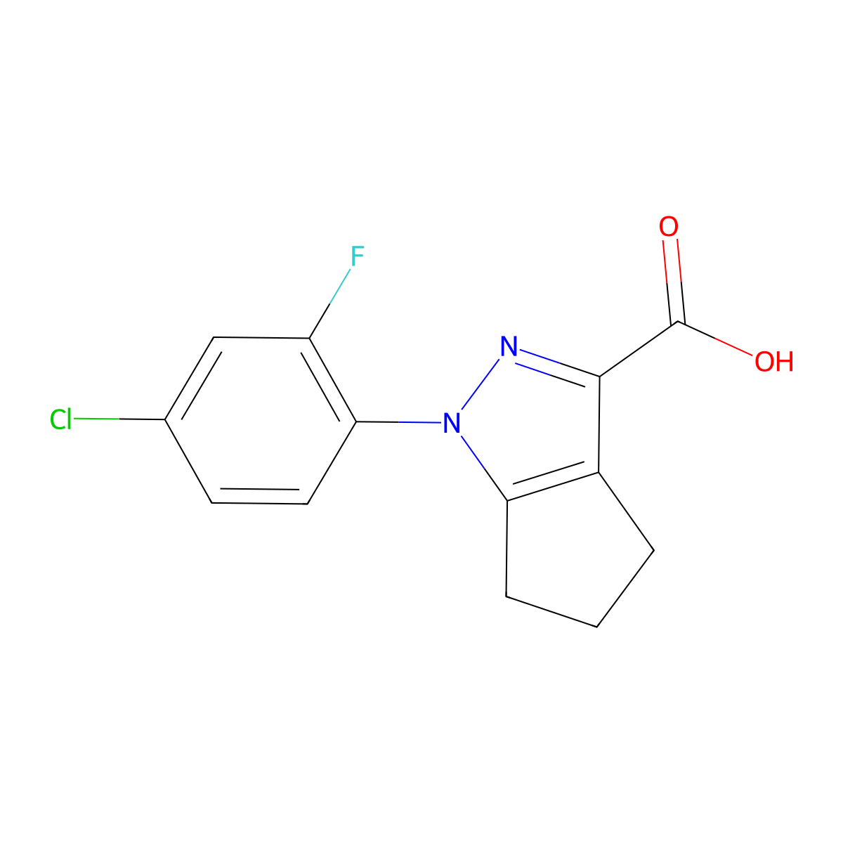 1-(4-chloro-2-fluorophenyl)-1H,4H,5H,6H-cyclopenta[c]pyrazole-3-carboxylic acid molecular structure, CAS 1152536-23-6