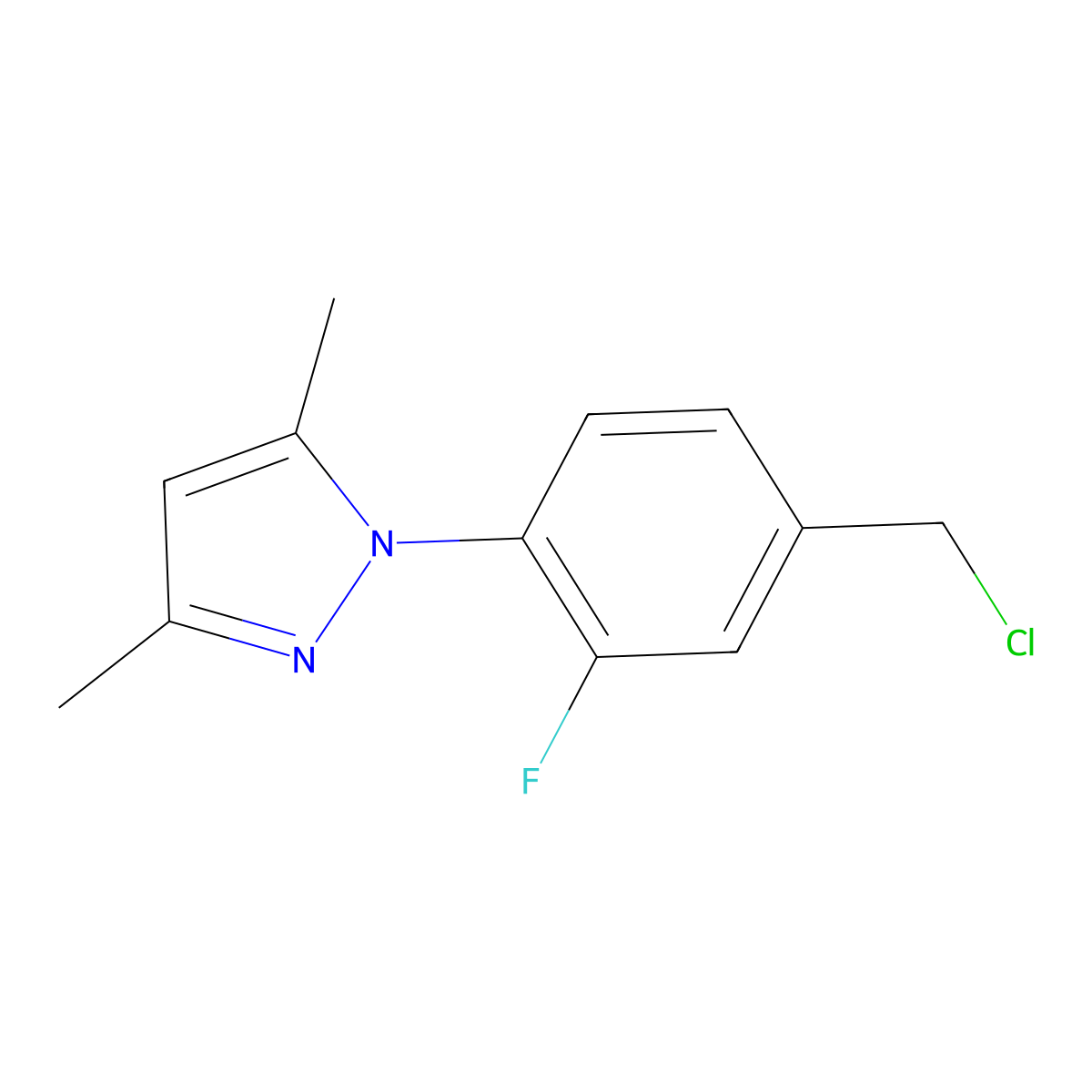 1-[4-(Chloromethyl)-2-fluorophenyl]-3,5-dimethyl-1H-pyrazole molecular structure, CAS 1152536-78-1