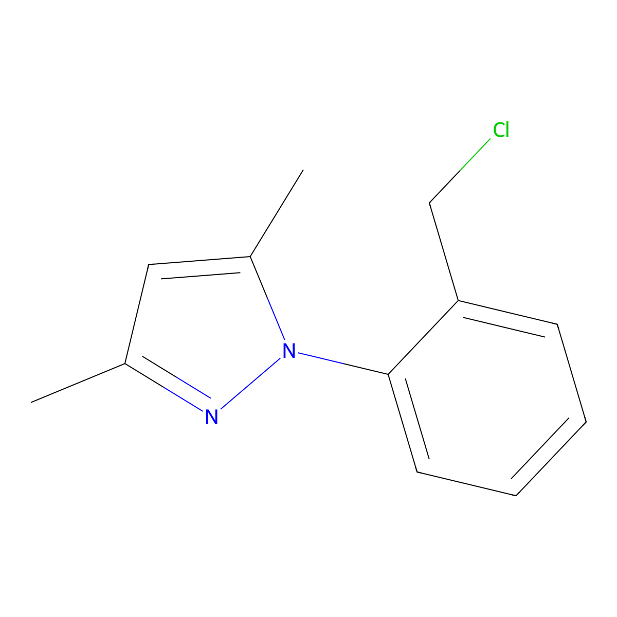 1-[2-(chloromethyl)phenyl]-3,5-dimethyl-1H-pyrazole molecular structure, CAS 1152536-83-8