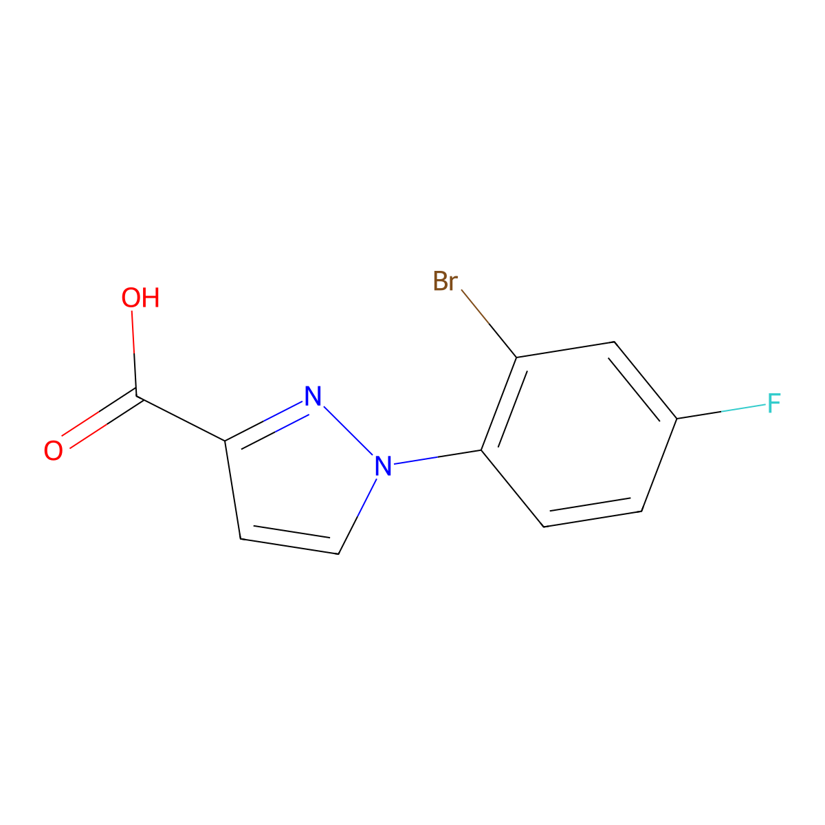 1-(2-Bromo-4-fluorophenyl)-1h-pyrazole-3-carboxylic acid molecular structure, CAS 1152537-16-0