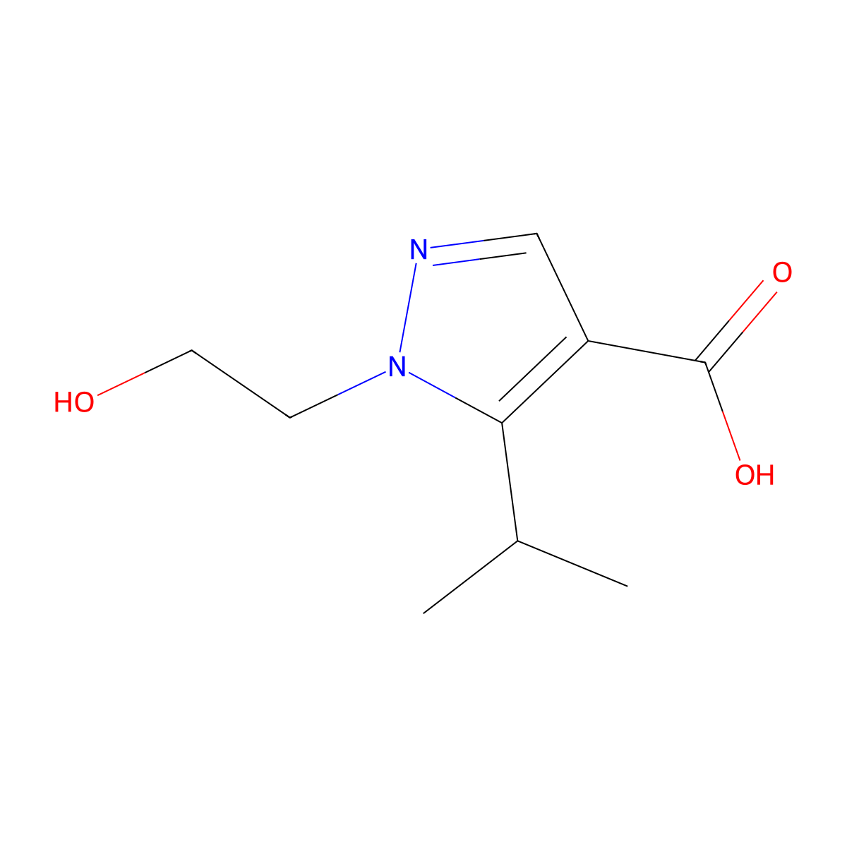 1-(2-hydroxyethyl)-5-(propan-2-yl)-1H-pyrazole-4-carboxylic acid molecular structure, CAS 1152538-22-1
