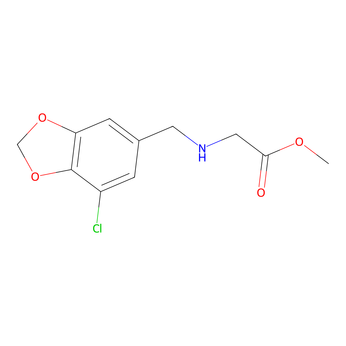 Methyl 2-{[(7-chloro-1,3-dioxaindan-5-yl)methyl]amino}acetate molecular structure, CAS 1152538-88-9