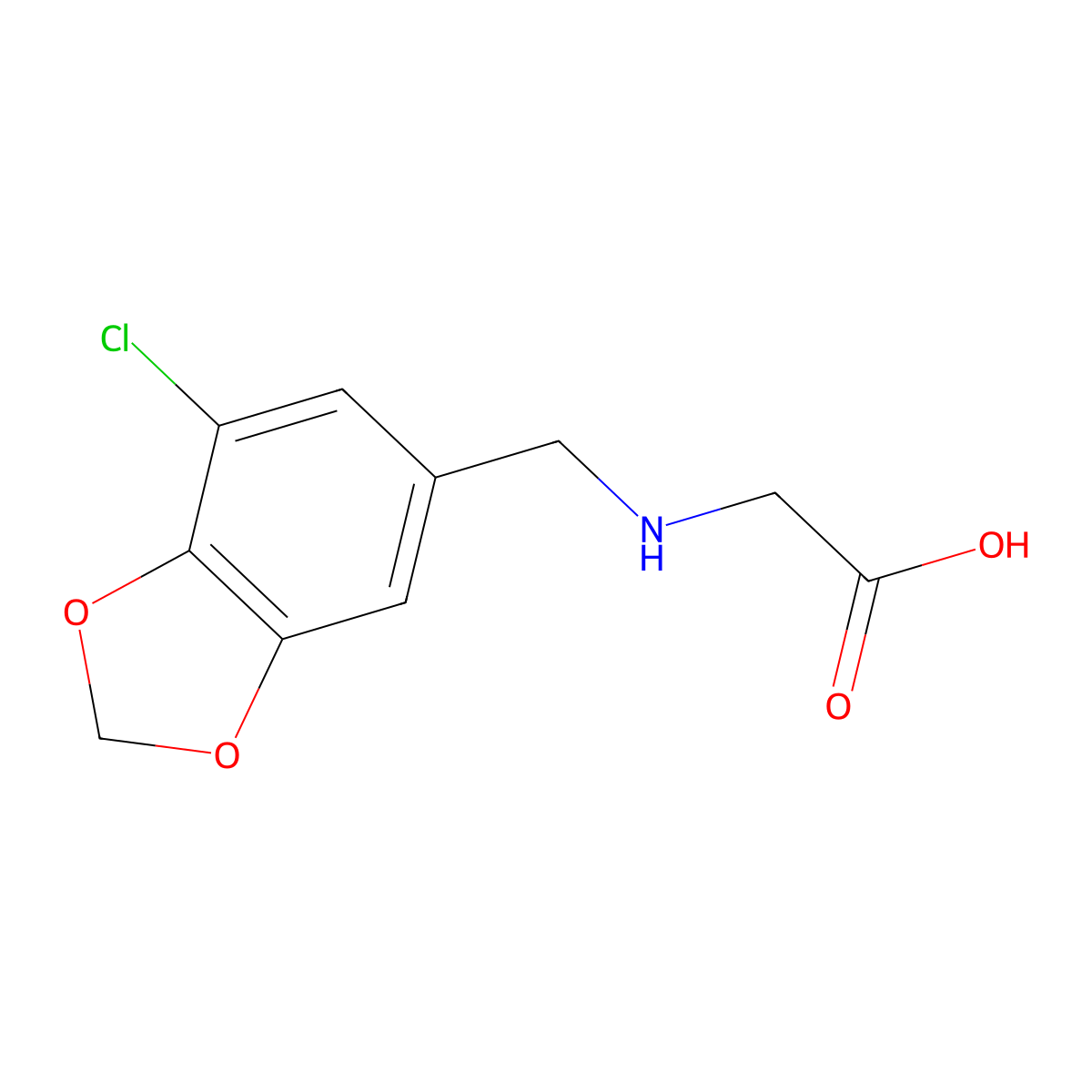 2-{[(7-Chloro-1,3-dioxaindan-5-yl)methyl]amino}acetic acid molecular structure, CAS 1152538-97-0