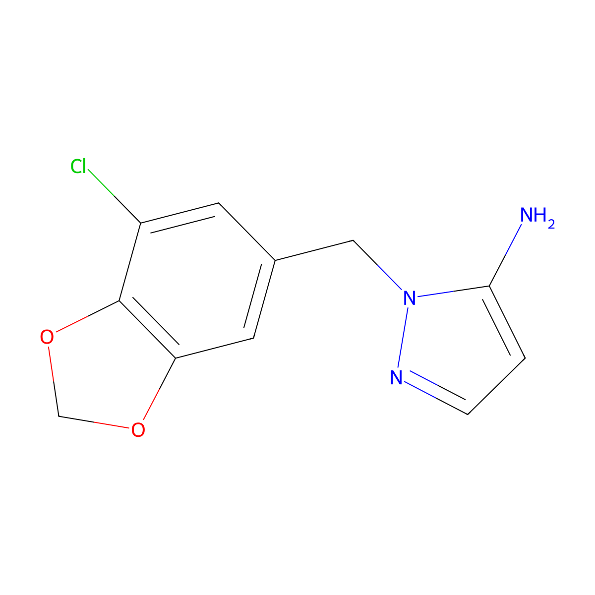 1-[(7-chloro-2H-1,3-benzodioxol-5-yl)methyl]-1H-pyrazol-5-amine molecular structure, CAS 1152539-00-8