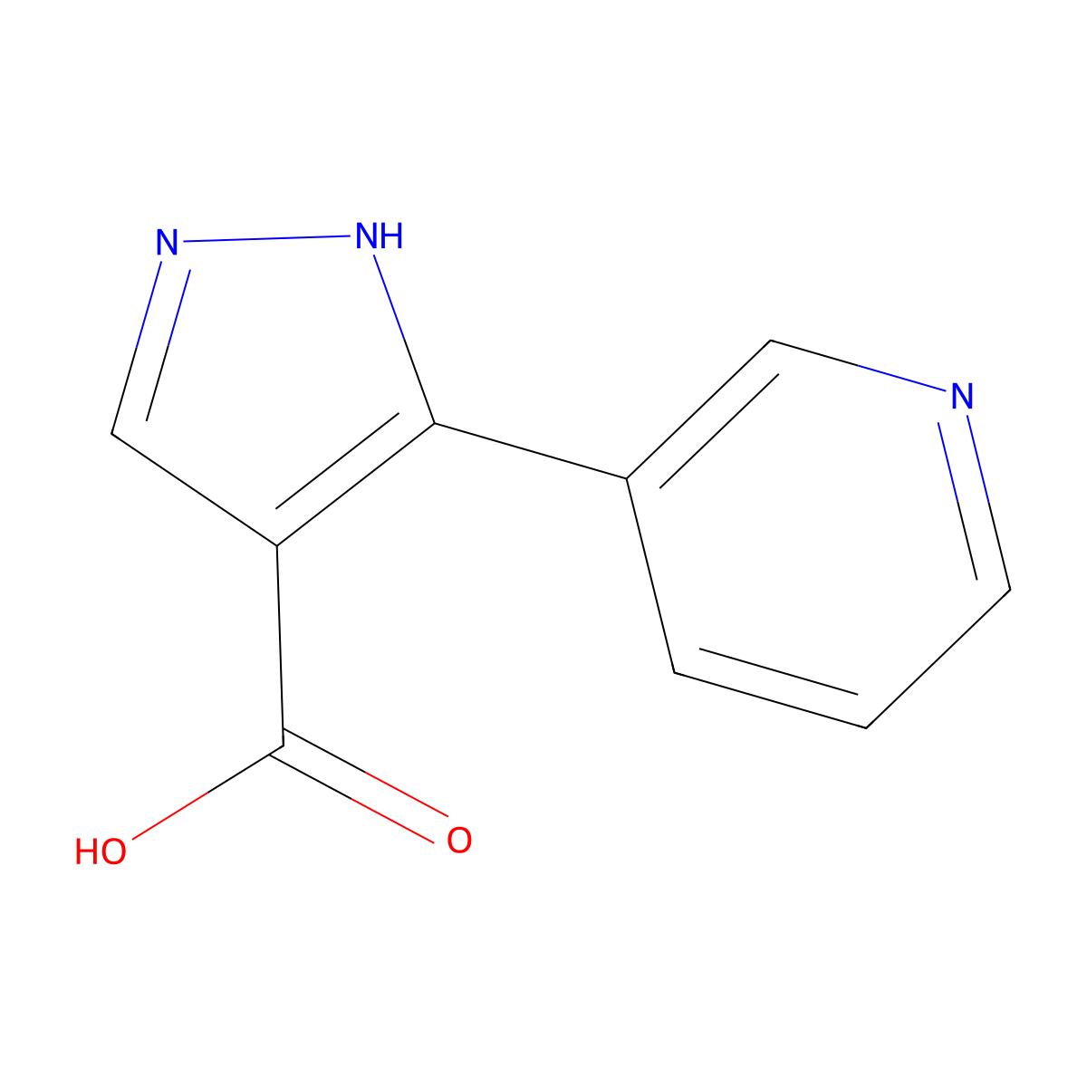 3-(pyridin-3-yl)-1H-pyrazole-4-carboxylic acid molecular structure, CAS 1152539-87-1