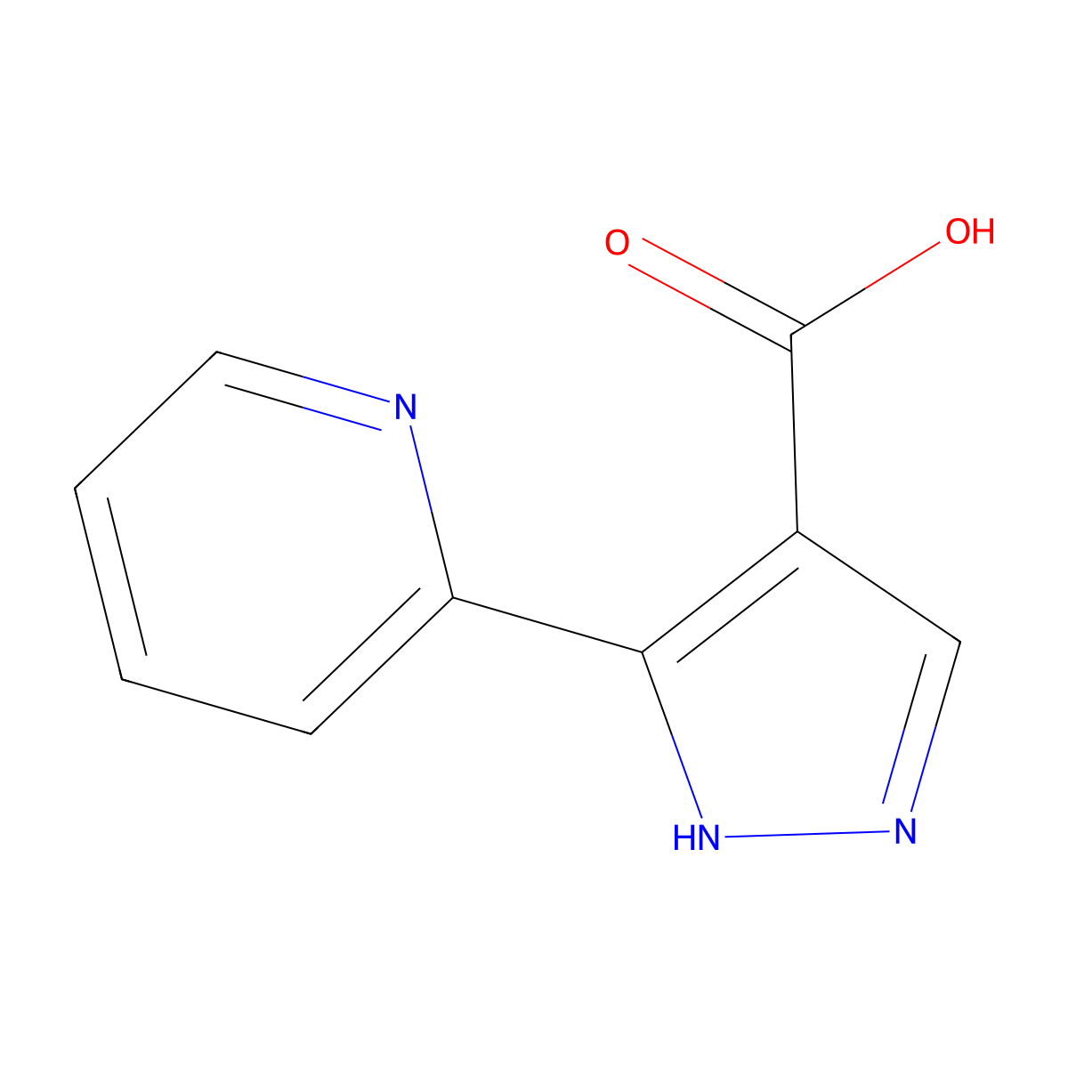 3-(pyridin-2-yl)-1H-pyrazole-4-carboxylic acid molecular structure, CAS 1152539-92-8