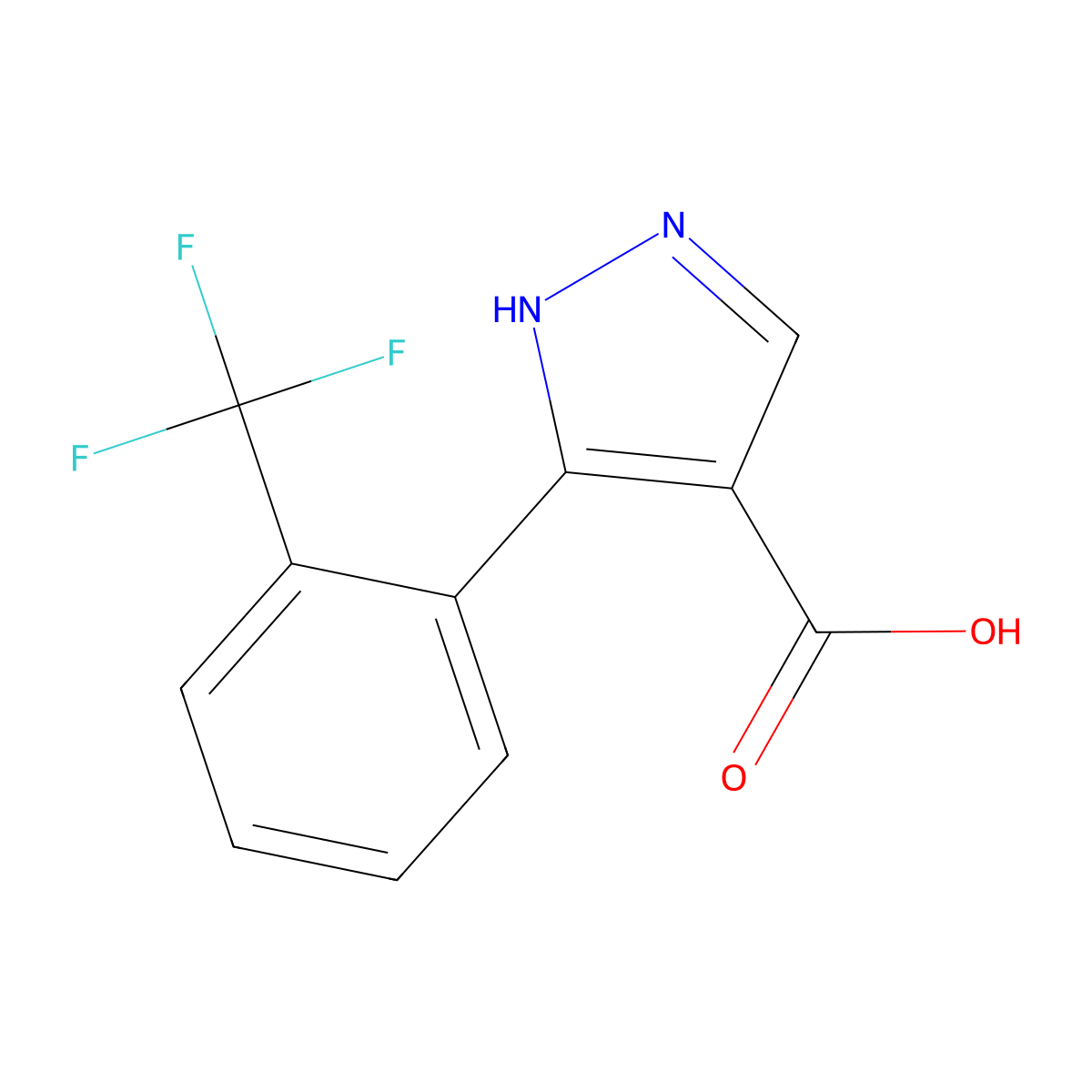 5-[2-(trifluoromethyl)phenyl]-1H-pyrazole-4-carboxylic acid molecular structure, CAS 1152539-99-5