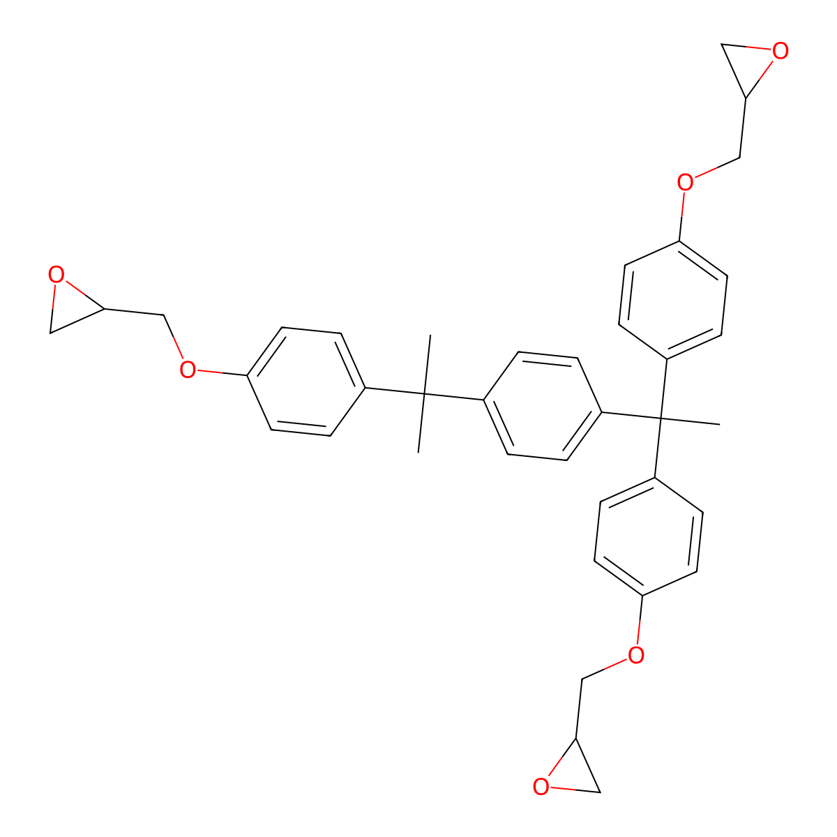 Oxirane, 2,2'-[[1-[4-[1-methyl-1-[4-(2-oxiranylmethoxy)phenyl]ethyl]phenyl]ethylidene]bis(4,1-phenyleneoxymethylene)]bis- molecular structure, CAS 115254-47-2
