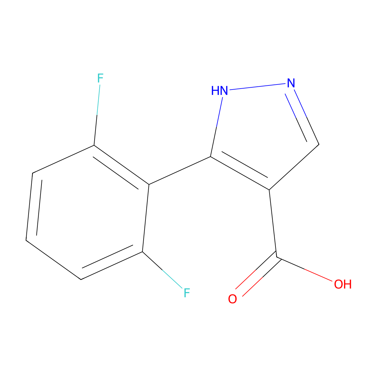 3-(2,6-difluorophenyl)-1H-pyrazole-4-carboxylic acid molecular structure, CAS 1152540-02-7