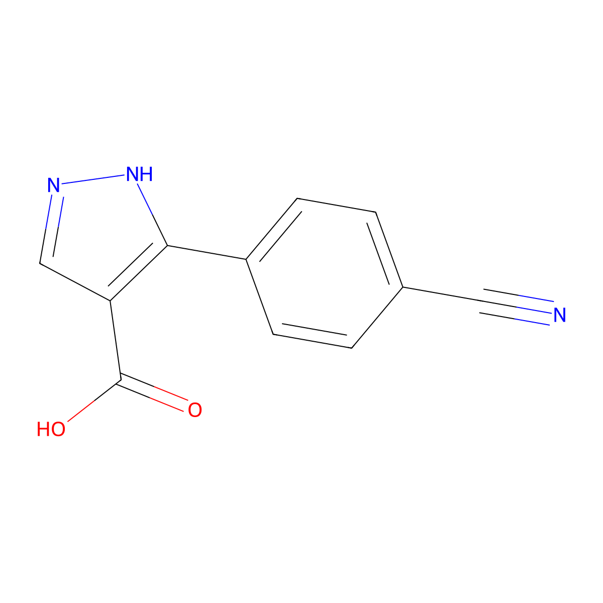 3-(4-cyanophenyl)-1H-pyrazole-4-carboxylic acid molecular structure, CAS 1152540-11-8