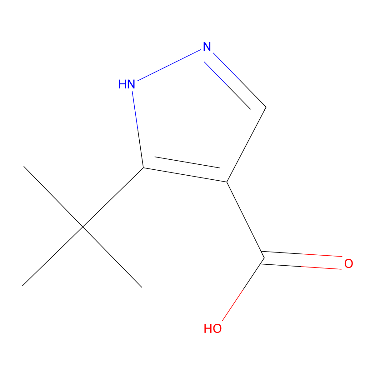 3-tert-butyl-1H-pyrazole-4-carboxylic acid molecular structure, CAS 1152540-42-5