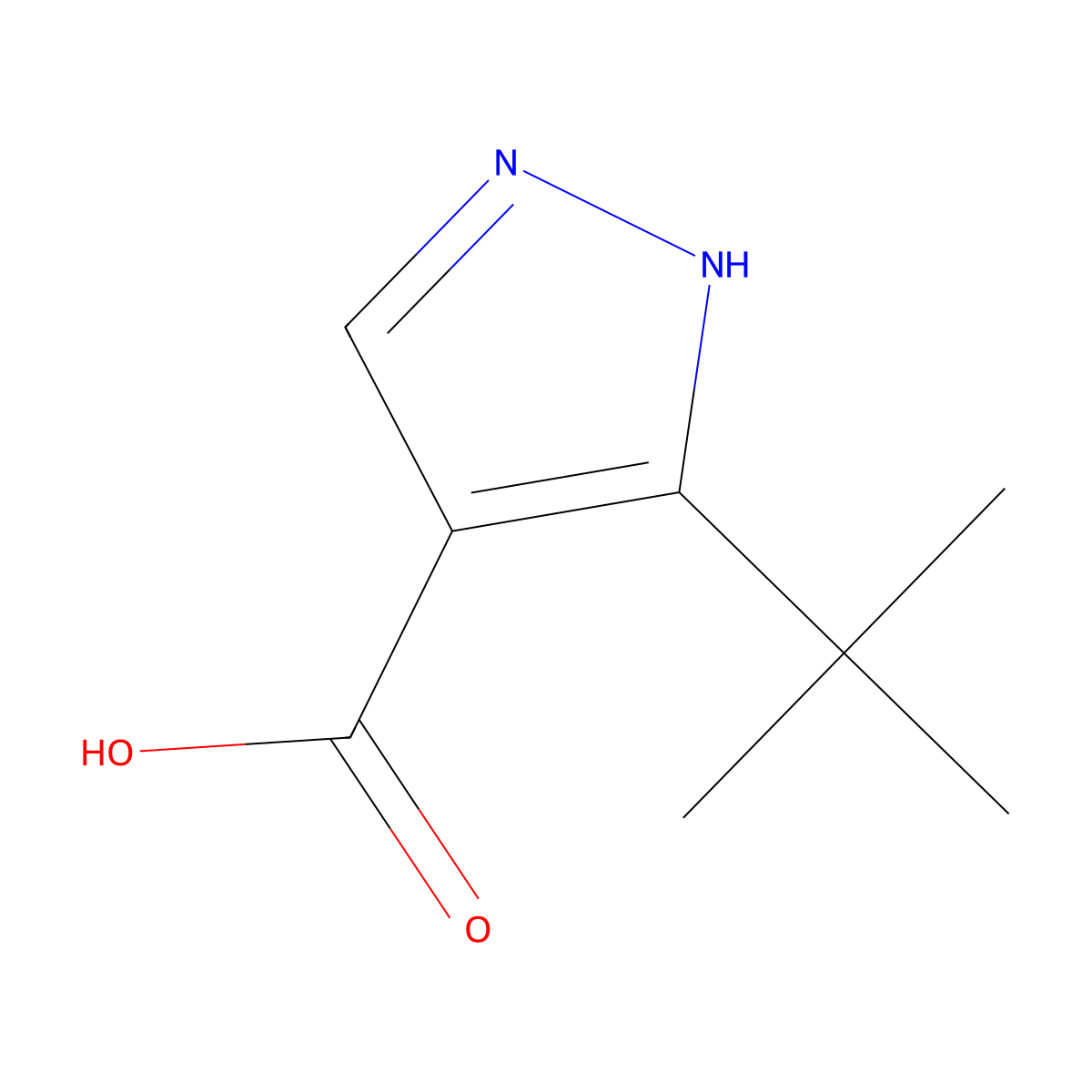 3-tert-butyl-1H-pyrazole-4-carboxylic acid molecular structure, CAS 1152540-42-5