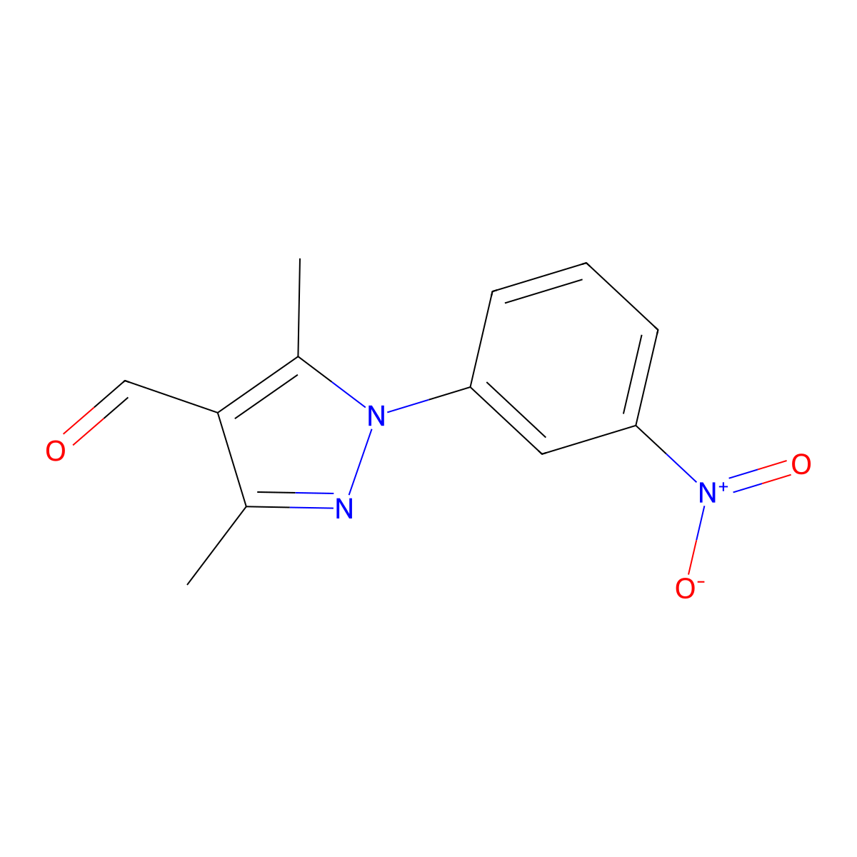 3,5-dimethyl-1-(3-nitrophenyl)-1H-pyrazole-4-carbaldehyde molecular structure, CAS 1152541-16-6