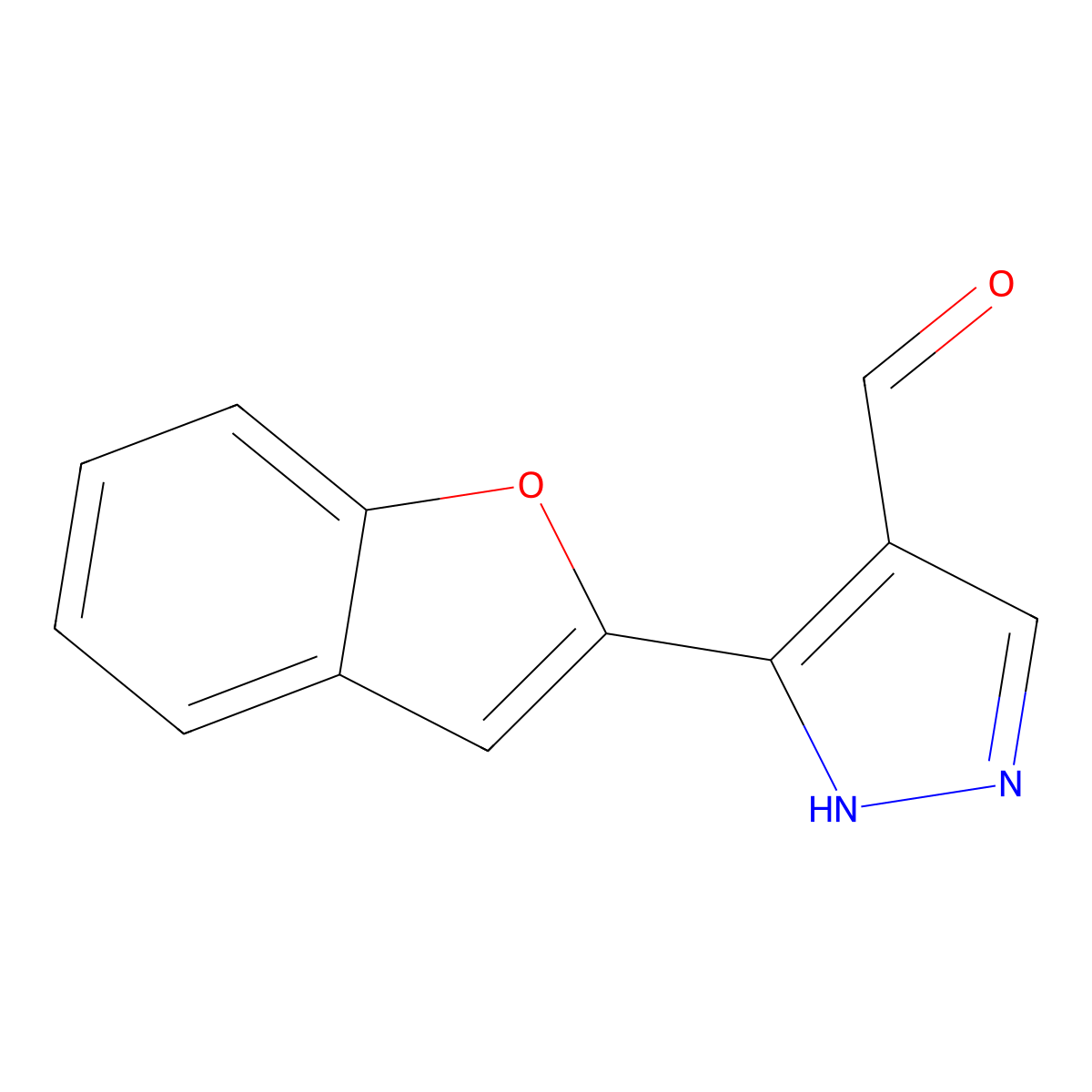 3-(1-benzofuran-2-yl)-1H-pyrazole-4-carbaldehyde molecular structure, CAS 1152541-71-3