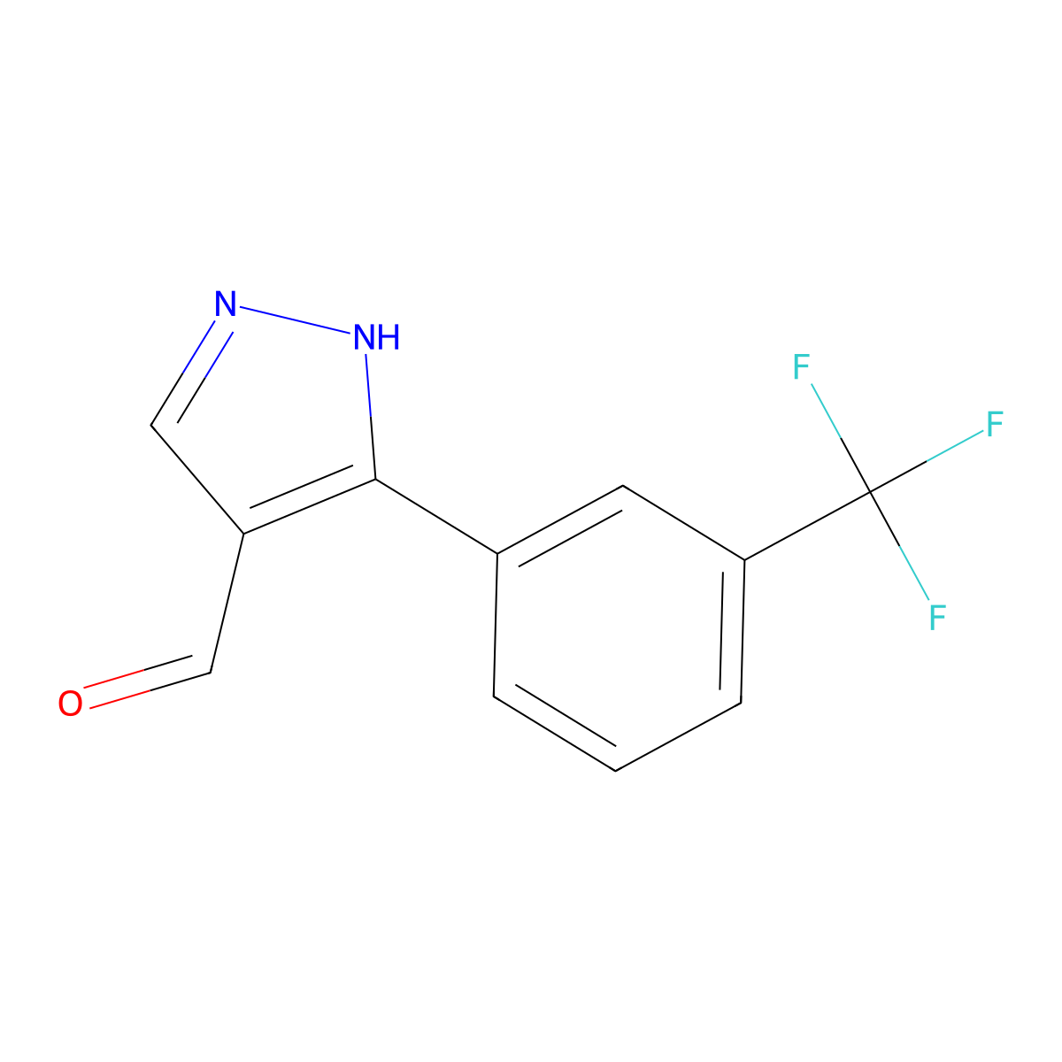 3-[3-(trifluoromethyl)phenyl]-1H-pyrazole-4-carbaldehyde molecular structure, CAS 1152541-77-9