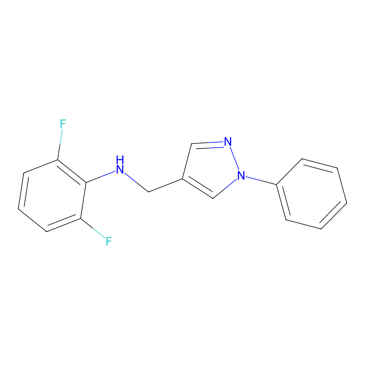 2,6-Difluoro-N-[(1-phenyl-1H-pyrazol-4-yl)methyl]aniline molecular structure, CAS 1152541-99-5