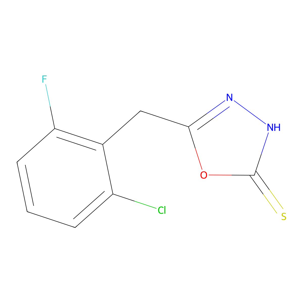 5-[(2-Chloro-6-fluorophenyl)methyl]-1,3,4-oxadiazole-2-thiol molecular structure, CAS 1152542-00-1