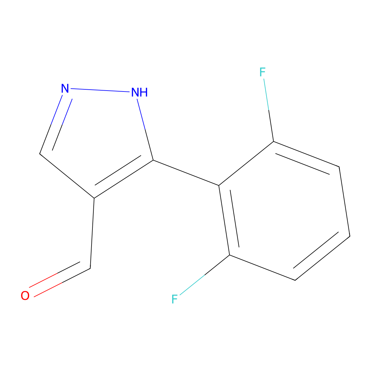 3-(2,6-difluorophenyl)-1H-pyrazole-4-carbaldehyde molecular structure, CAS 1152542-08-9