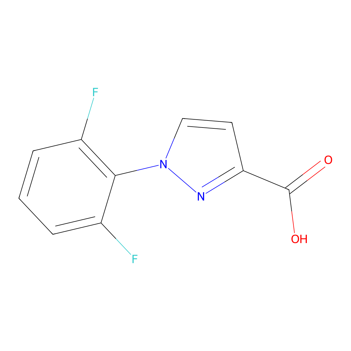 1-(2,6-difluorophenyl)-1H-pyrazole-3-carboxylic acid molecular structure, CAS 1152542-41-0