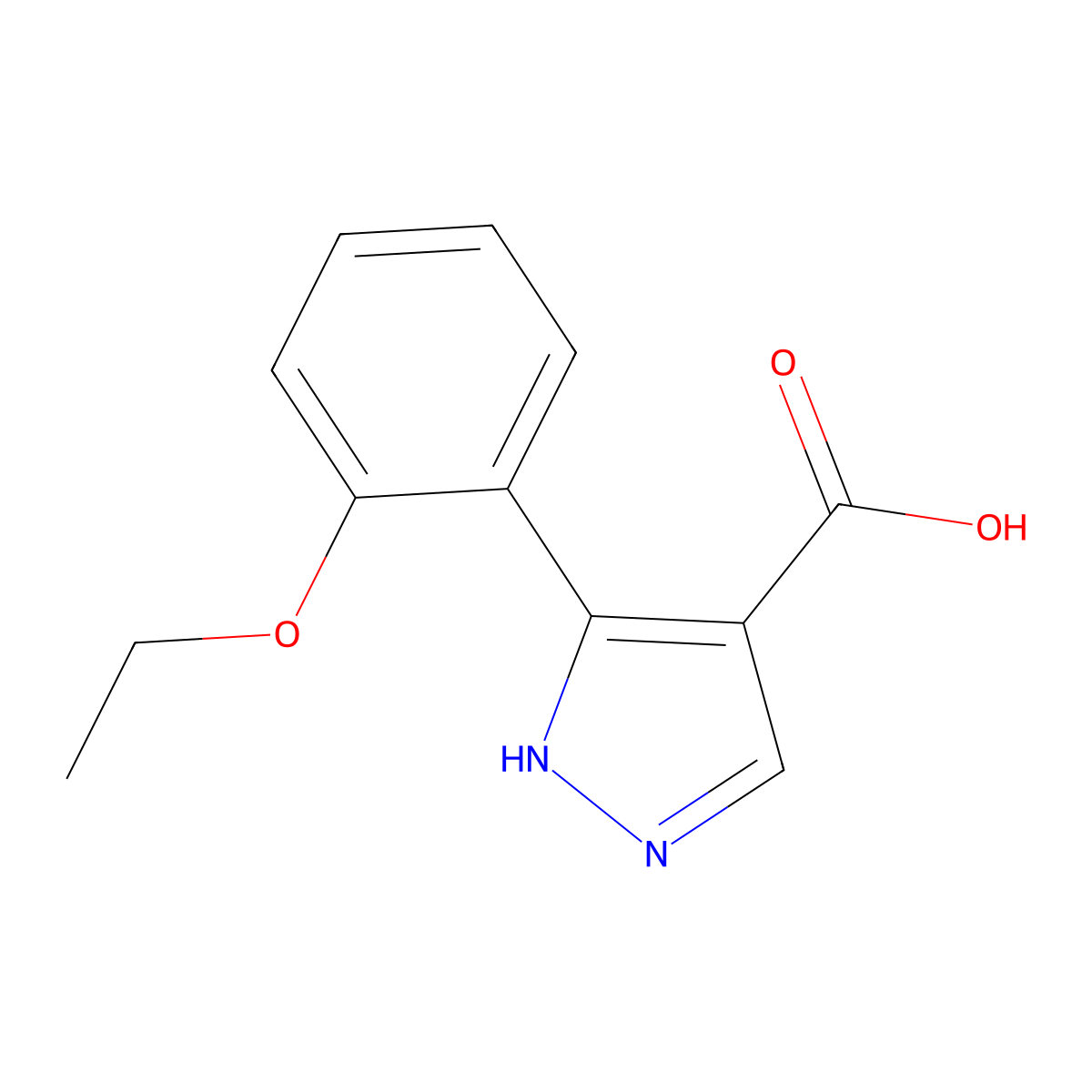 5-(2-ethoxyphenyl)-1H-pyrazole-4-carboxylic acid molecular structure, CAS 1152542-59-0