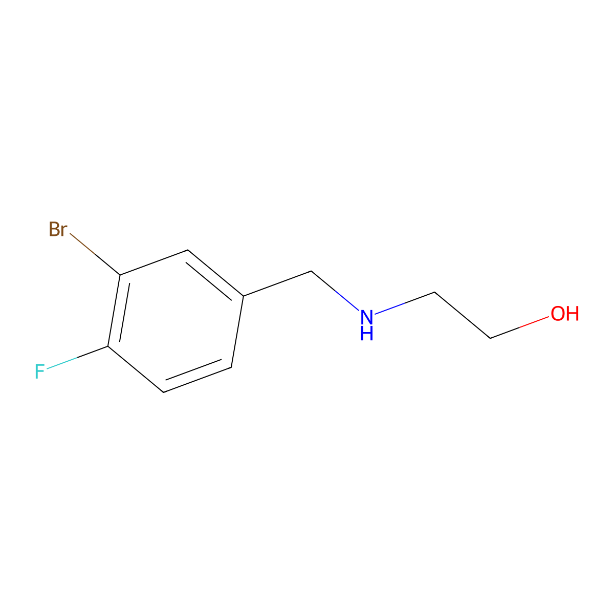 2-{[(3-Bromo-4-fluorophenyl)methyl]amino}ethan-1-ol molecular structure, CAS 1152542-79-4