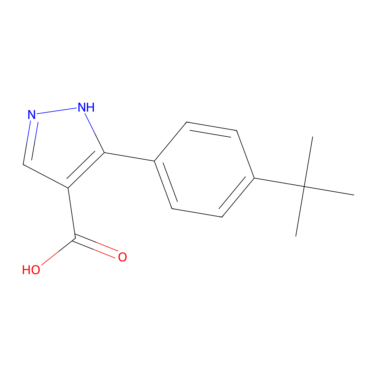 5-(4-tert-butylphenyl)-1H-pyrazole-4-carboxylic acid molecular structure, CAS 1152543-26-4