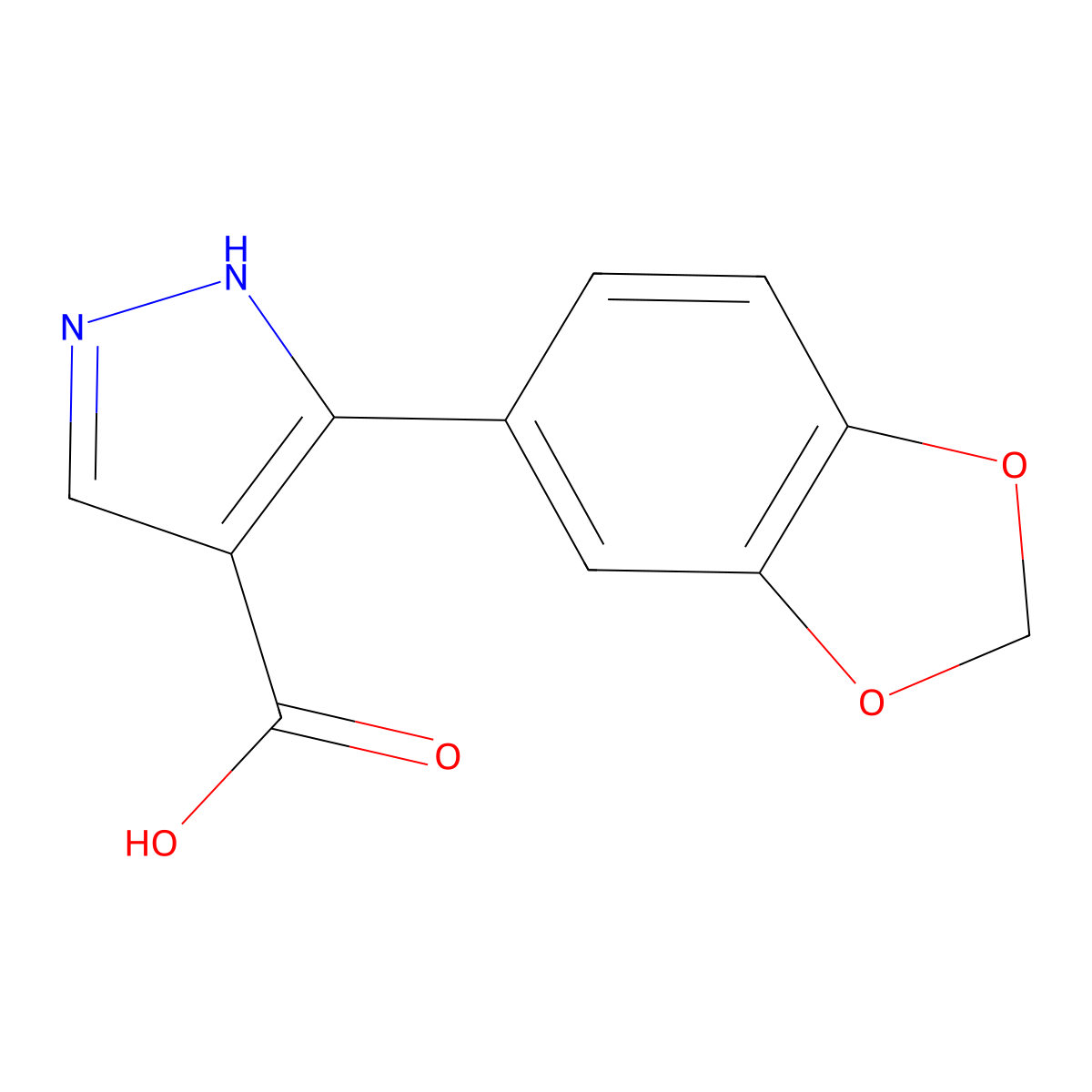 5-(1,3-dioxaindan-5-yl)-1H-pyrazole-4-carboxylic acid molecular structure, CAS 1152543-46-8
