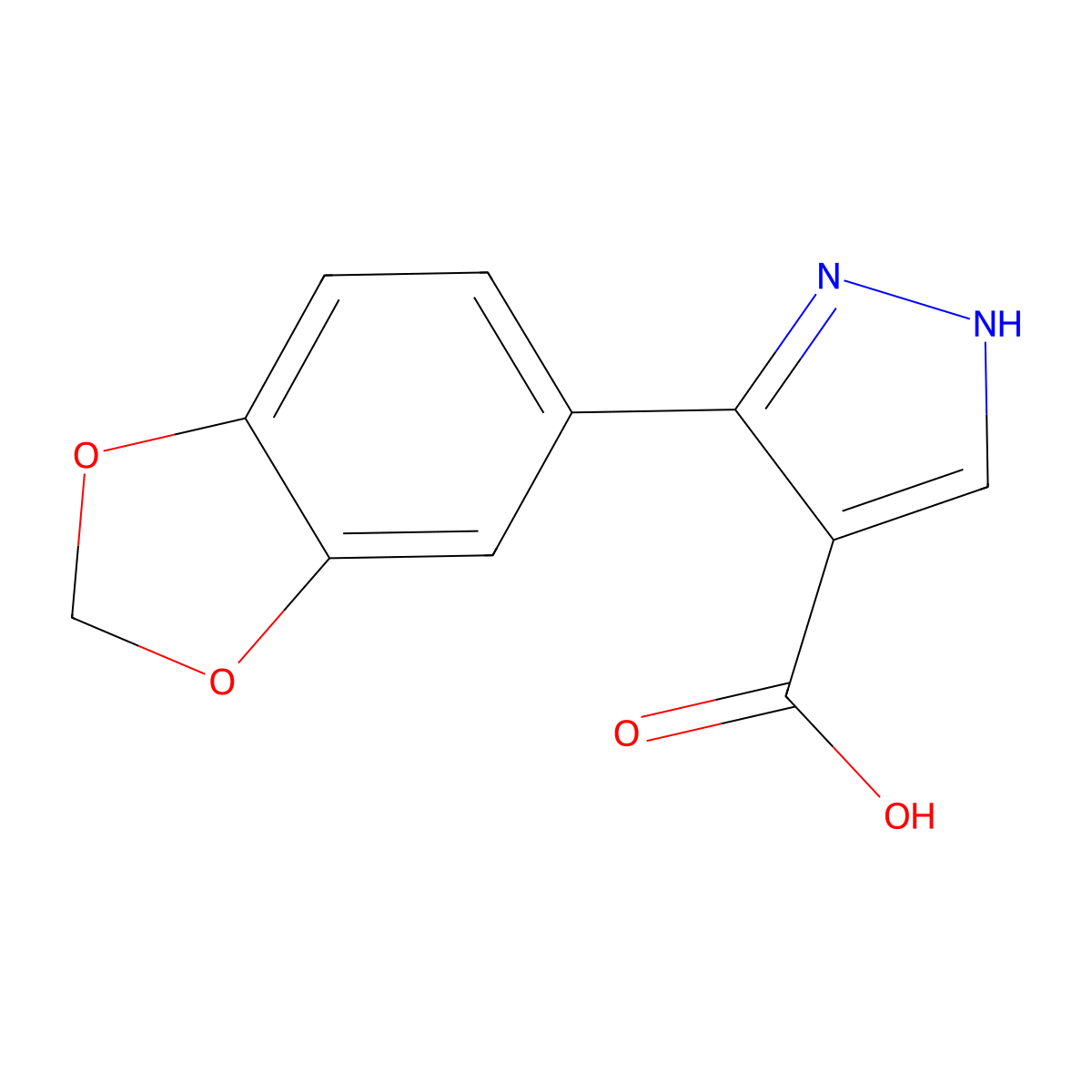 5-(1,3-dioxaindan-5-yl)-1H-pyrazole-4-carboxylic acid molecular structure, CAS 1152543-46-8
