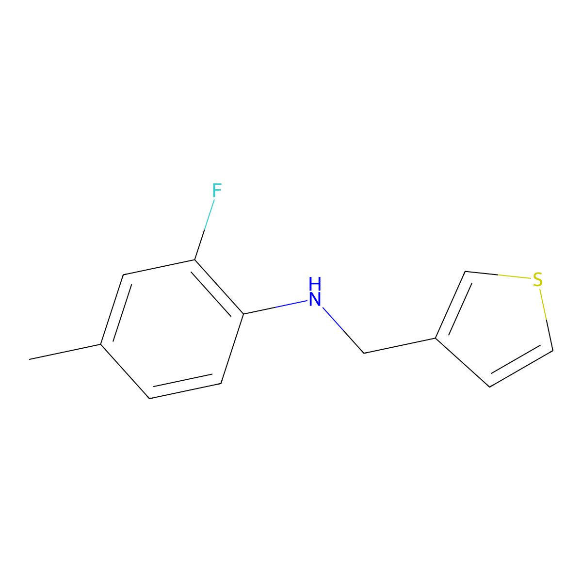 2-fluoro-4-methyl-N-(thiophen-3-ylmethyl)aniline molecular structure, CAS 1152543-49-1