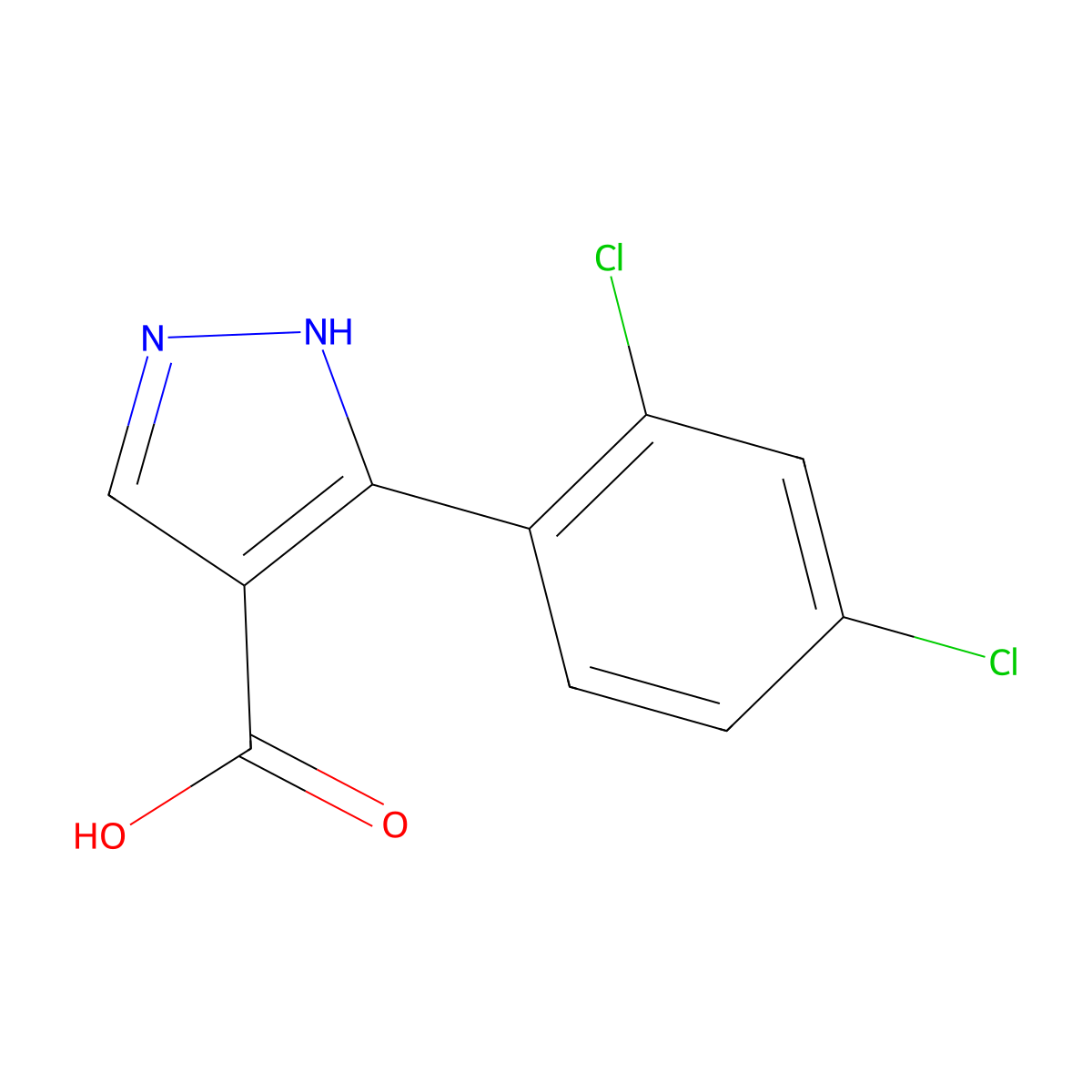 3-(2,4-dichlorophenyl)-1H-pyrazole-4-carboxylic acid molecular structure, CAS 1152543-53-7