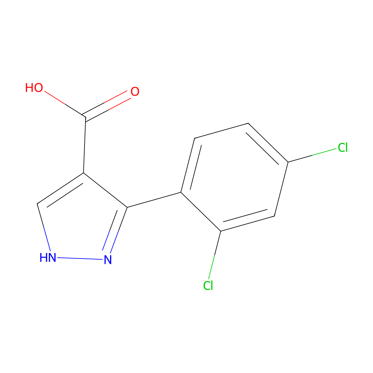3-(2,4-dichlorophenyl)-1H-pyrazole-4-carboxylic acid molecular structure, CAS 1152543-53-7