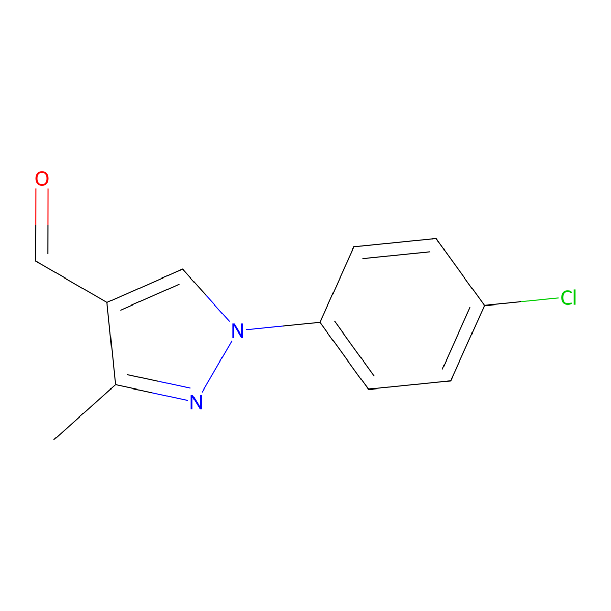 1-(4-chlorophenyl)-3-methyl-1H-pyrazole-4-carbaldehyde molecular structure, CAS 1152543-59-3